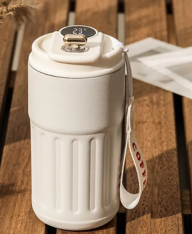 Insulated Smart Water Bottle with LED Temperature Display, Leakproof Lid, Stainless Steel Double Wall Vacuum Flask, Intelligent Coffee Cup, Hot Cold 6 Hours, for Travel Car
