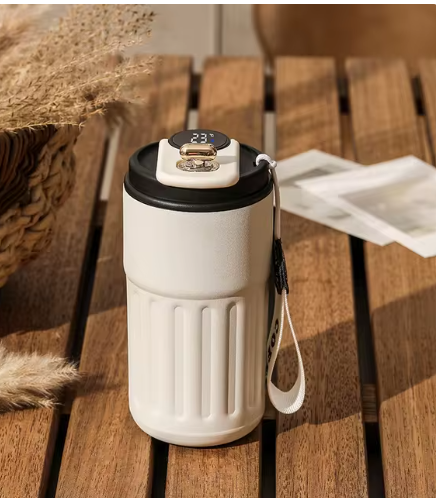 Insulated Smart Water Bottle with LED Temperature Display, Leakproof Lid, Stainless Steel Double Wall Vacuum Flask, Intelligent Coffee Cup, Hot Cold 6 Hours, for Travel Car