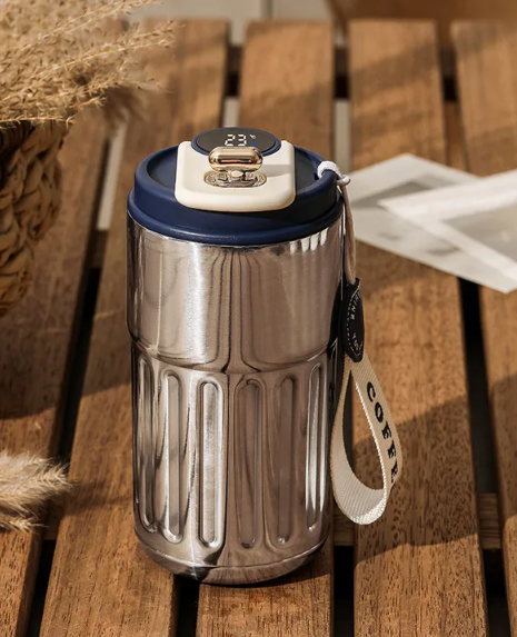 Insulated Smart Water Bottle with LED Temperature Display, Leakproof Lid, Stainless Steel Double Wall Vacuum Flask, Intelligent Coffee Cup, Hot Cold 6 Hours, for Travel Car